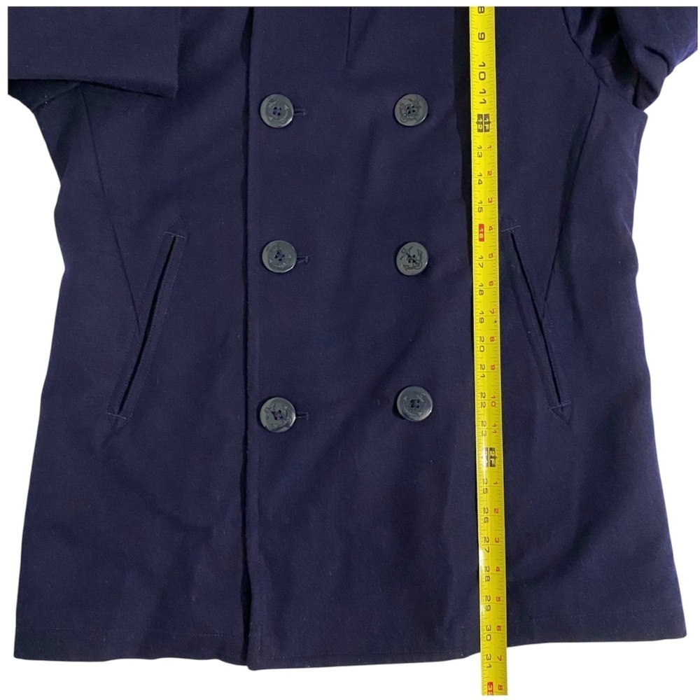 J Crew Dock Icon Wool Blend Pea Coat US Navy Blue Sailor 40s Retro Men’s Medium - Picture 11 of 13
